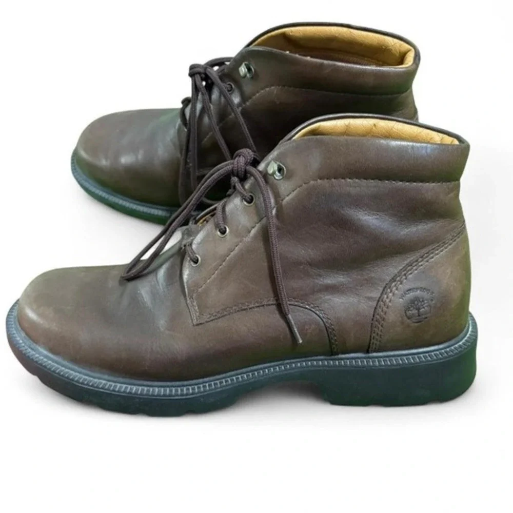 Timberland Leather Chukka Lace Up Boots Brown Size 9.5M‎ Smart Comfort Shoes